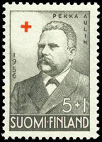 [Kuva: Ahmavaara-Aulin sai postimerkin v. 1956. Kuvalähde: Wikipedia.]